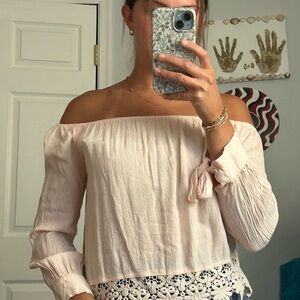 Charlotte Russe salmon Off-Shoulder longsleeve